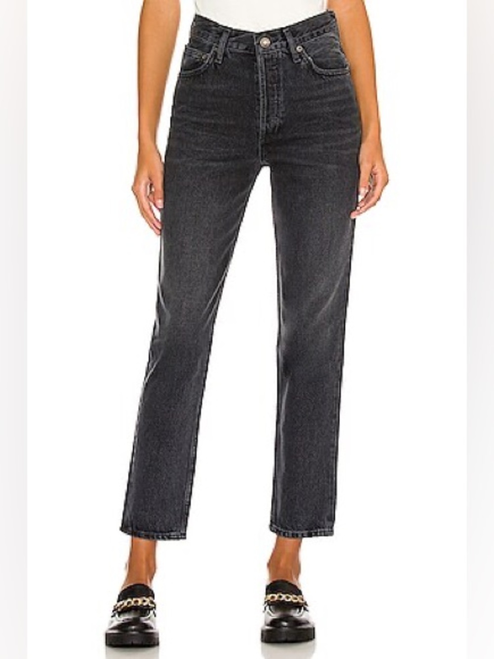 AGOLDE Fen High Rise Relaxed Taper Jeans Shambles Black 25